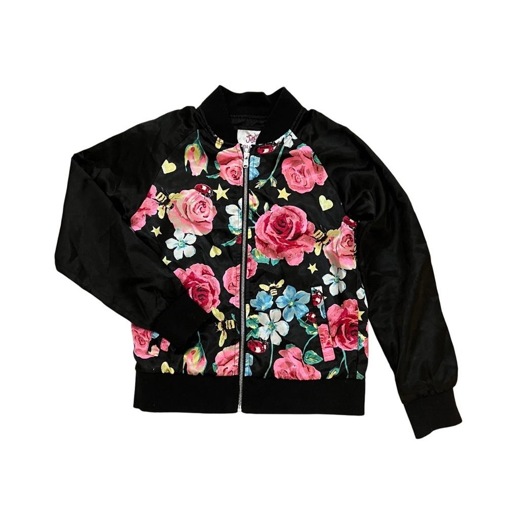 Floral Black Bomber Jacket